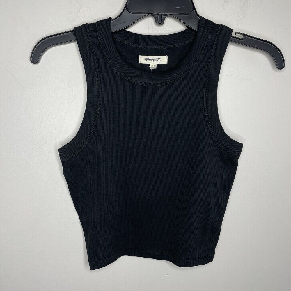 NWT! Madewell Black Ribbed Crop Tank Size XS - Picture 4 of 15